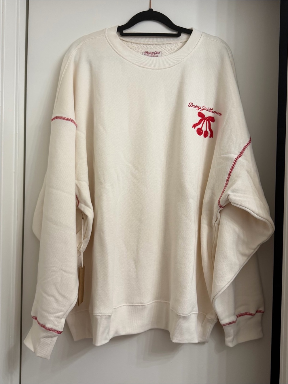 Dairy Boy NWT Dairy Girl Summer Crewneck Sweatshirt Cherry Size XL 100% Cotton - Picture 2 of 8